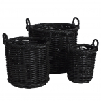 Corbeille Round Baskets Set/3 Black
