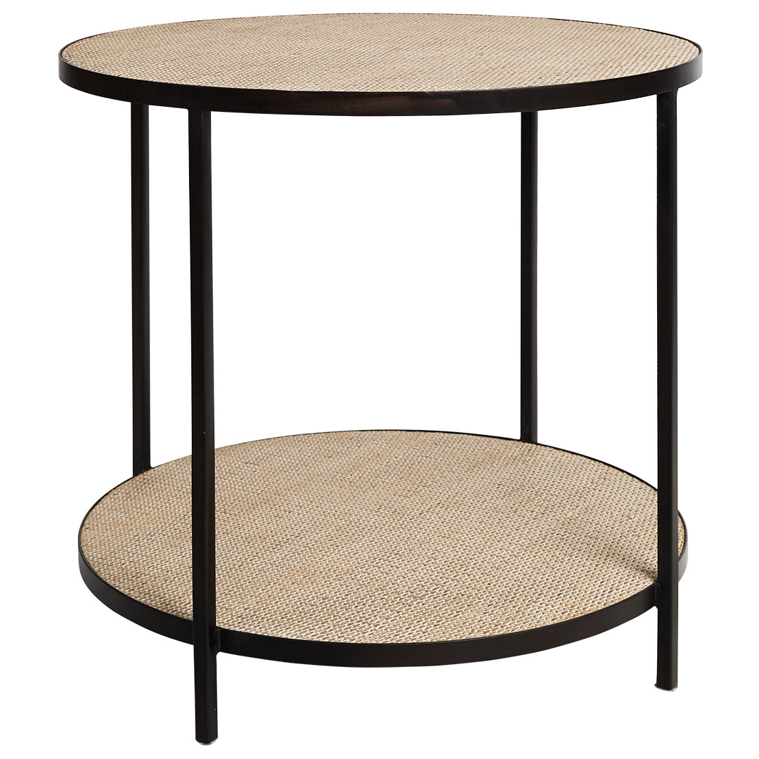 Manhattan Rattan Round Lamp Table Black