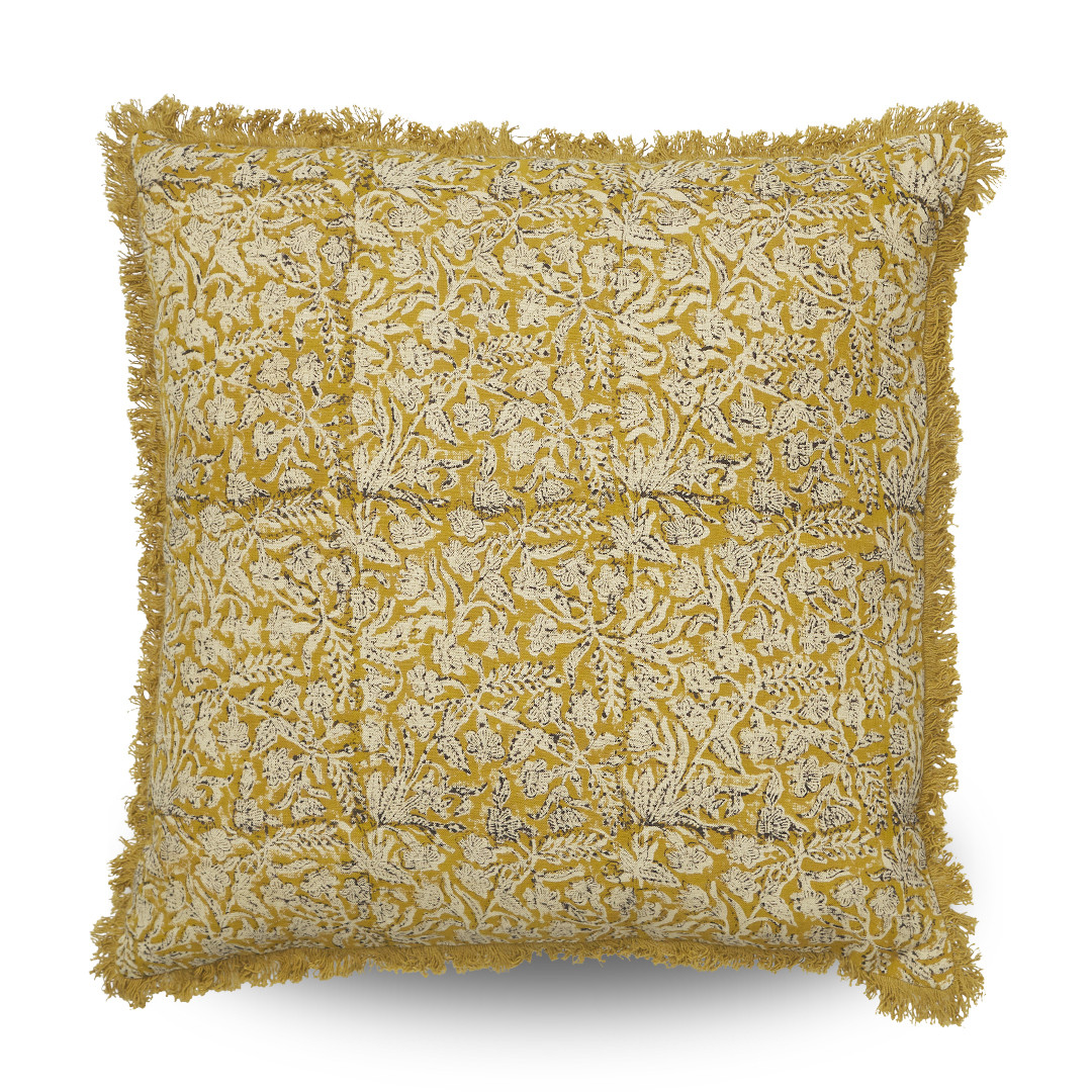 Clovelly Clementine Cushion Cover Mustard